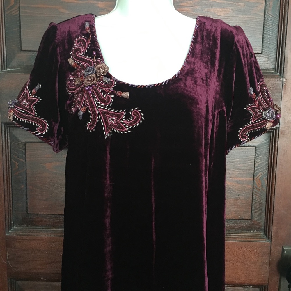 BOHO 90s handmade velvet art maxi dress NEW M